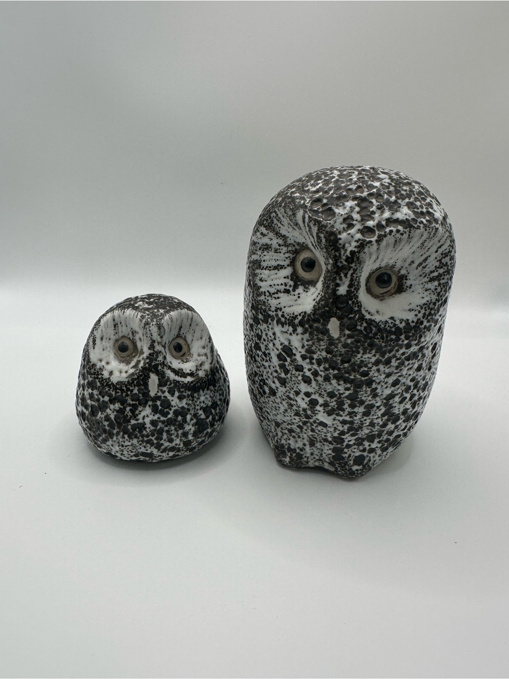 Pair of handmade owls from Pigeon Forge Pottery Tennessee